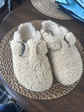 BIRKENSTOCK Papillio Boston Big Buckle Flex Platform Clogs Teddy Eggshell 38 7.5